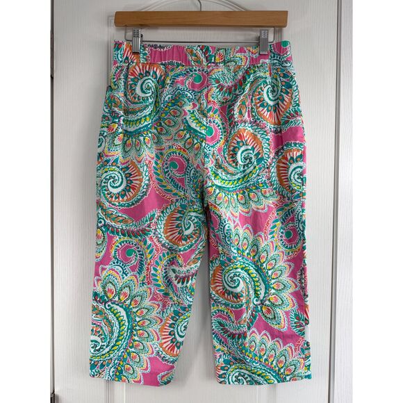 Susan Graver Women's Capri Pants Multicolor Paisley Print Cotton Spandex Size 6 - Picture 2 of 9